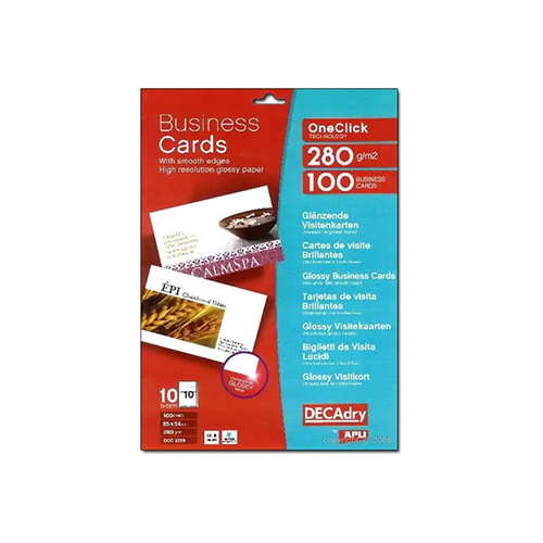 Pack 100 carte visite 1Clic Gloss inkjet  APLI