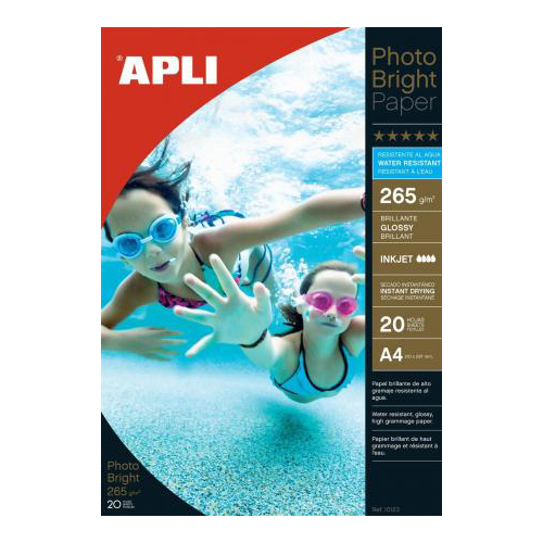 Papier photo bright pro water resist 265gr A4 20f.APLI