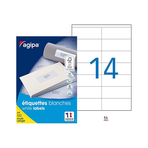Boite 100 F. 14 Etiq.105X42mm Agipa