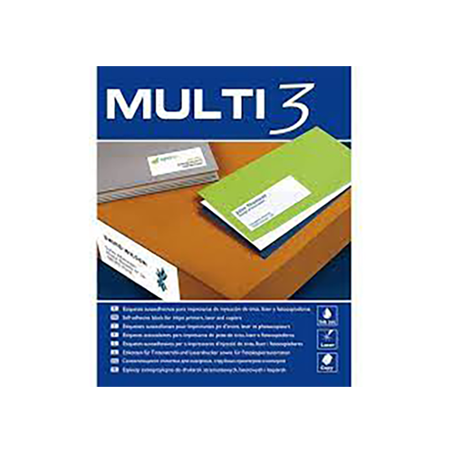 Multi3 Lot de 100 étiquettes blanches bords droits taille 210,0 x 297,0 mm avec
