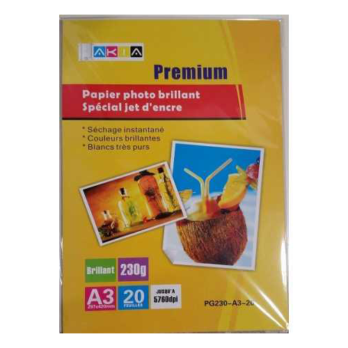 Papiers photo brillant - A3 - 20 feuilles - 230g