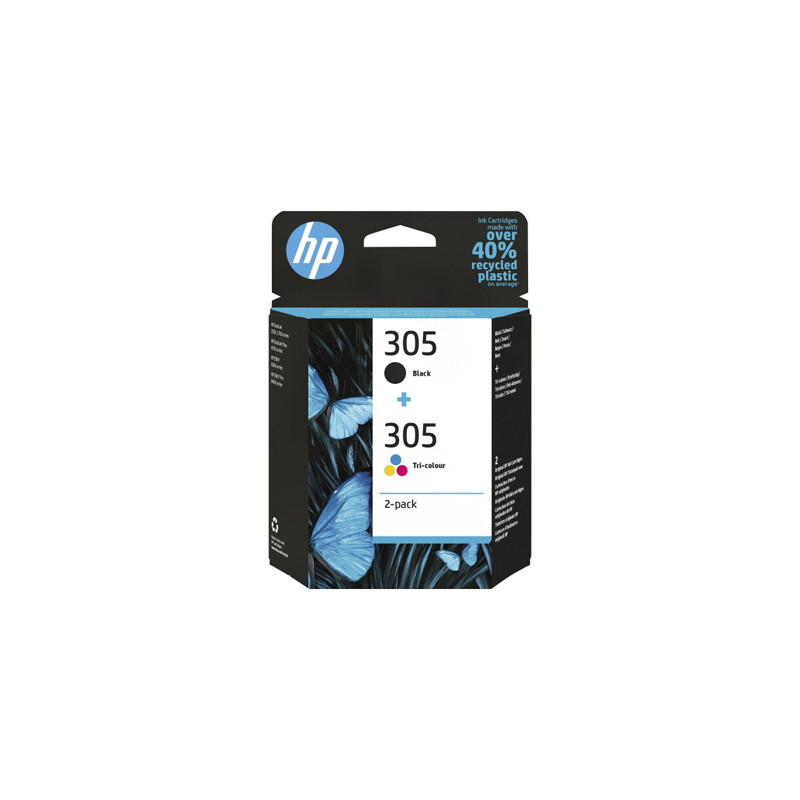 HP 305 Pack 2 Cartouches d'Encre Noire et Trois Couleurs Authentiques (6ZD17AE)