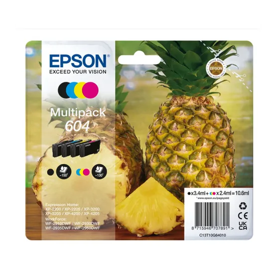 Epson 604 Lot de 4 cartouches d'encre d'origine - C13T10G64010
