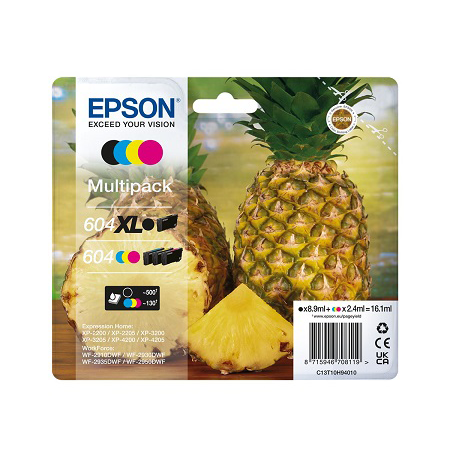 PACK 4 COUL. 604XL ANANAS 8.9ML+3X 4ML C13T10H64010