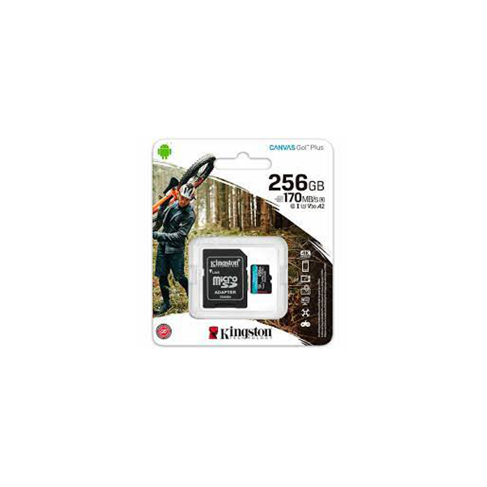 Carte Micro SDXC Kingston 256 Go UHS-I U3 V30 Classe 10 170 Mo/s Canvas Go Plus