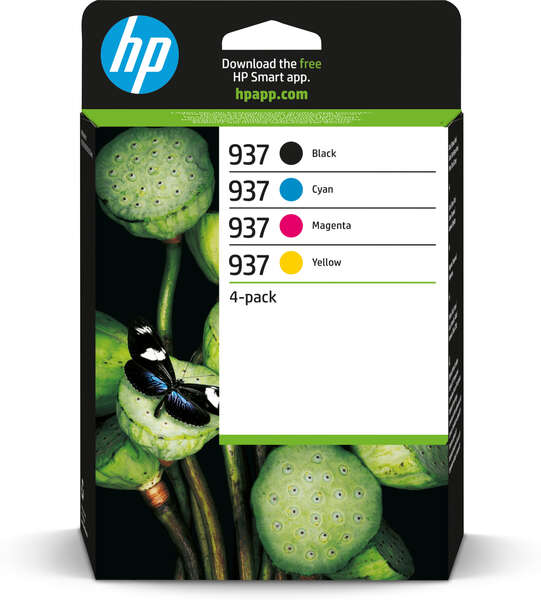 HP 937 Pack de 4 cartouches d'encre originales noir, jaune, magenta et cyan - 6C