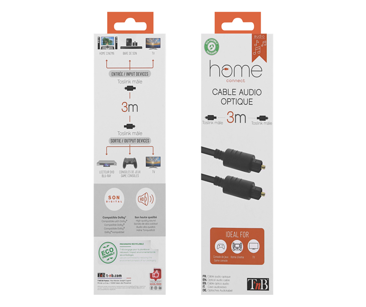 TNB Câble optique Toslink mâle / mâle 3m