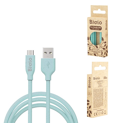 Bioio cable USB - microUSB 1,0 m 2,4A blue