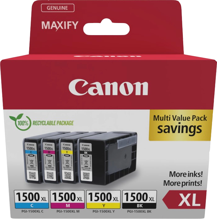 CANON Multipack 4 cart.Jet d'encre N° 1500XL / 9182B010 Nr/cy/mag/y