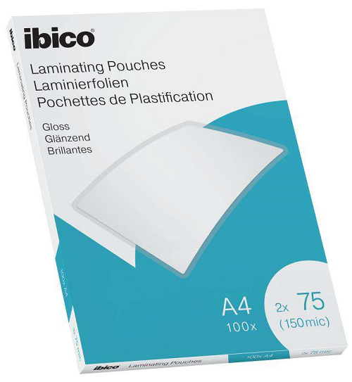 Ibico Boîte de 100 Feuilles de Plastification Brillantes A4 75 Microns - Finitio