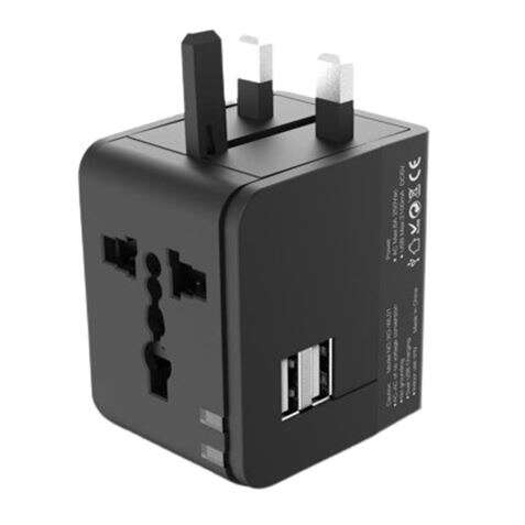 Adaptateur de voyage universel XO - Tension 110 V-240 V - 2 ports USB 2,1 A - Co
