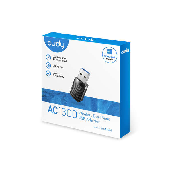 Adaptateur Wi-Fi double bande Cudy WU1300S USB 3.0 AC1300 - Jusqu'à 867 Mbps à 5
