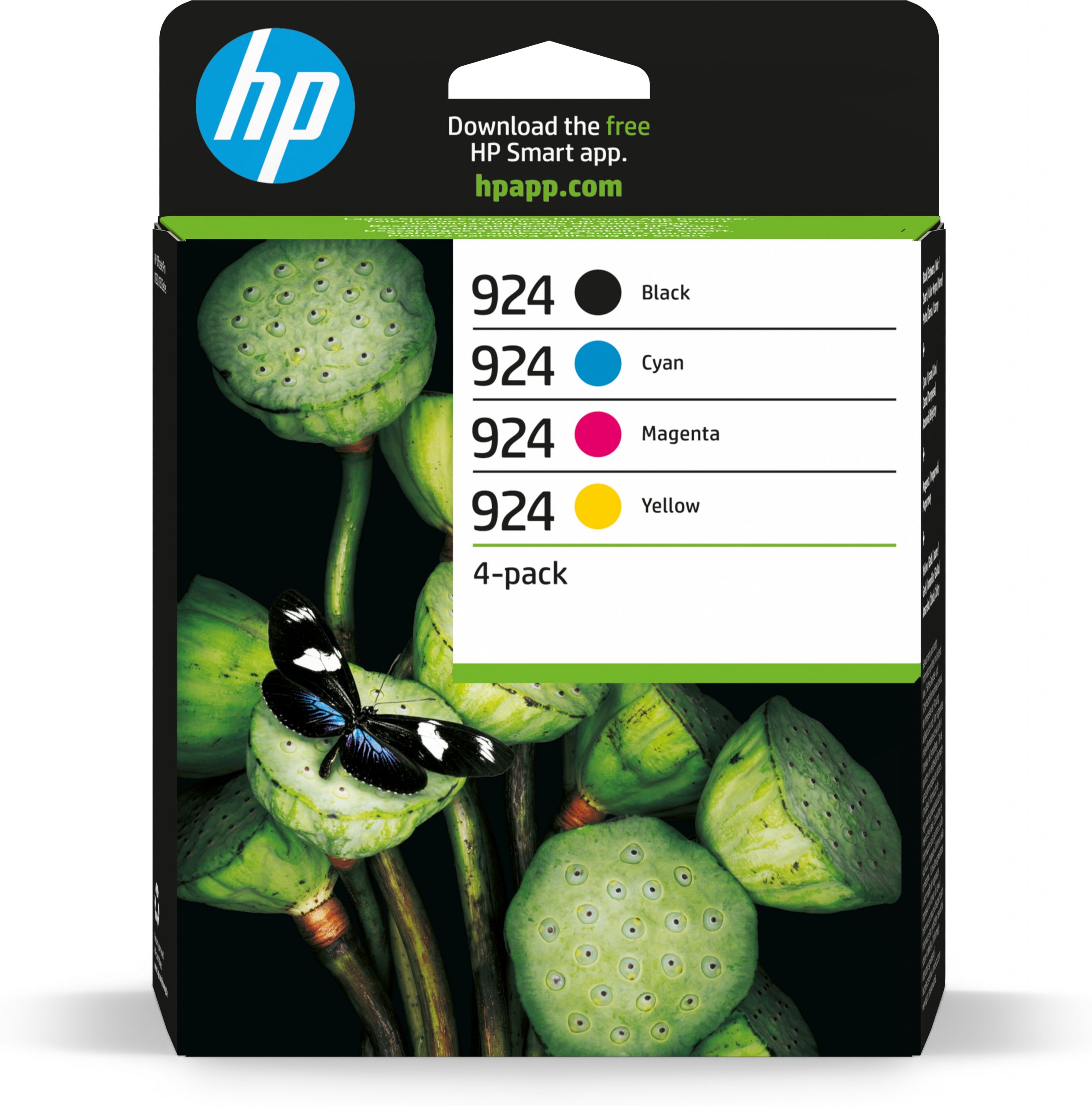 HP 924 Pack de 4 cartouches d'encre originales noir, jaune, magenta et cyan - 6C