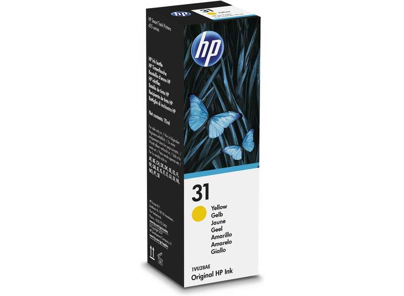 Bouteille d'encre jaune HP 31 authentique - 1VU28AE