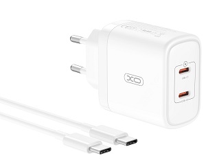 XO wall charger CE08 PD 50W 2x USB-C white + USB-C - USB-C cable
