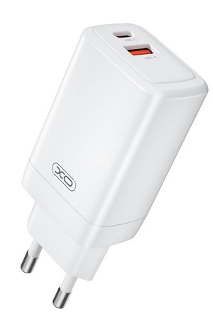 XO wall charger CE17 PD 65W 1x USB-C 1x USB white