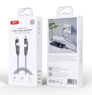Câble XO NB275 4en1 USB-C - Lightning + USB + USB-C 60W 1,0m gris