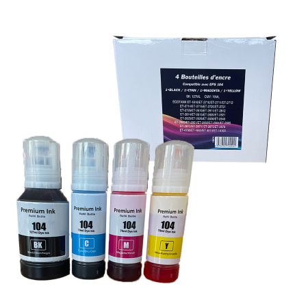 COMPATIBLES ECOTANK E-104 Kit de 4 bouteilles BK/C/M/Y 337ml