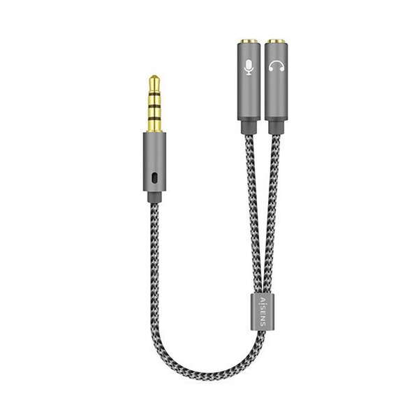 Câble Adaptateur Aisens Audio JACK 3.5 4 Pins/M-2xJACK 3.5 3 Pins/H - 25cm - Cou