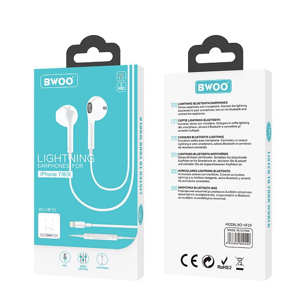 BWOO wired ECOUTEURS BO-HF10 lightning stereo white