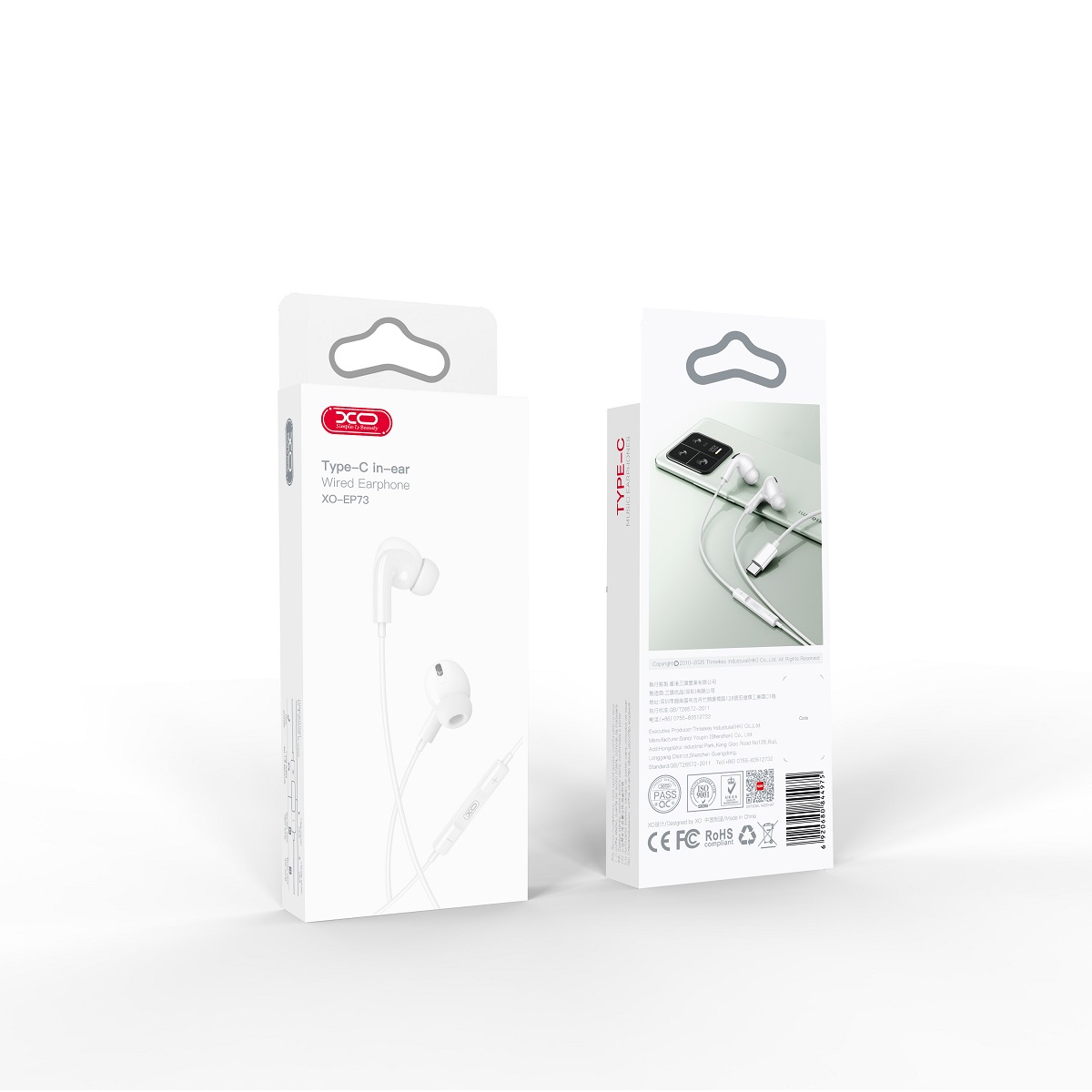XO wired earphones EP73 USB-C white