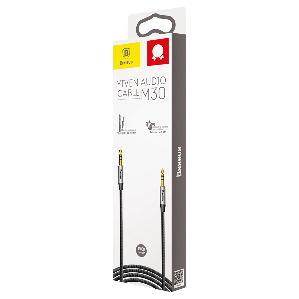 Baseus cable audio Yiven M30 jack 3,5 mm - jack 3,5 mm 1,5 m  silver-black