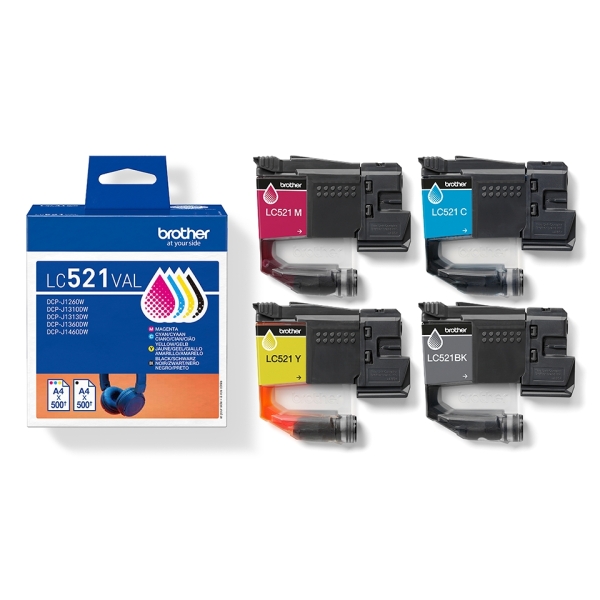 Pack de 4 cartouches d'encre d'origine Brother LC521 - LC521VAL