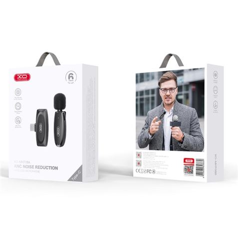 Microphone cravate sans fil XO MKF08A - Connecteur Type-C - Jusqu'à 6 heures d'a