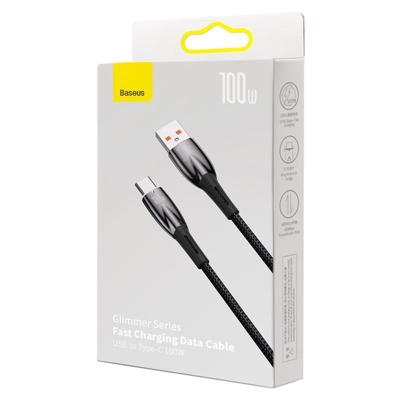 Baseus cable Glimmer USB -USB-C 2,0m black 100W