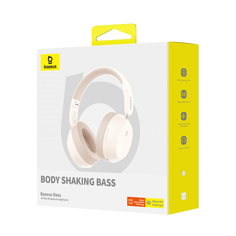 Baseus Bass 35 Max Wireless Headphones Stellar White