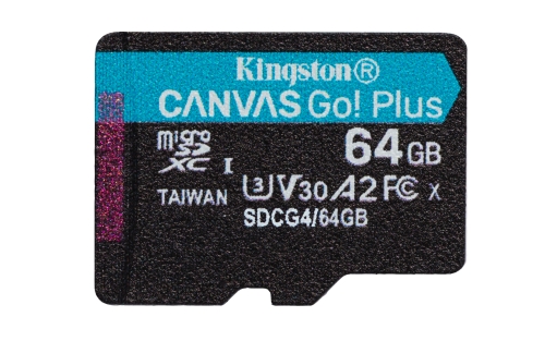 Carte Micro SDXC Kingston 64 Go UHS-I U3 V30 Classe 10 200 Mo/s Canvas Go Plus a