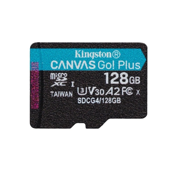 Carte Micro SDXC Kingston 128 Go UHS-I U3 V30 Classe 10 200 Mo/s Canvas Go Plus
